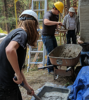 Team working on masonry project
